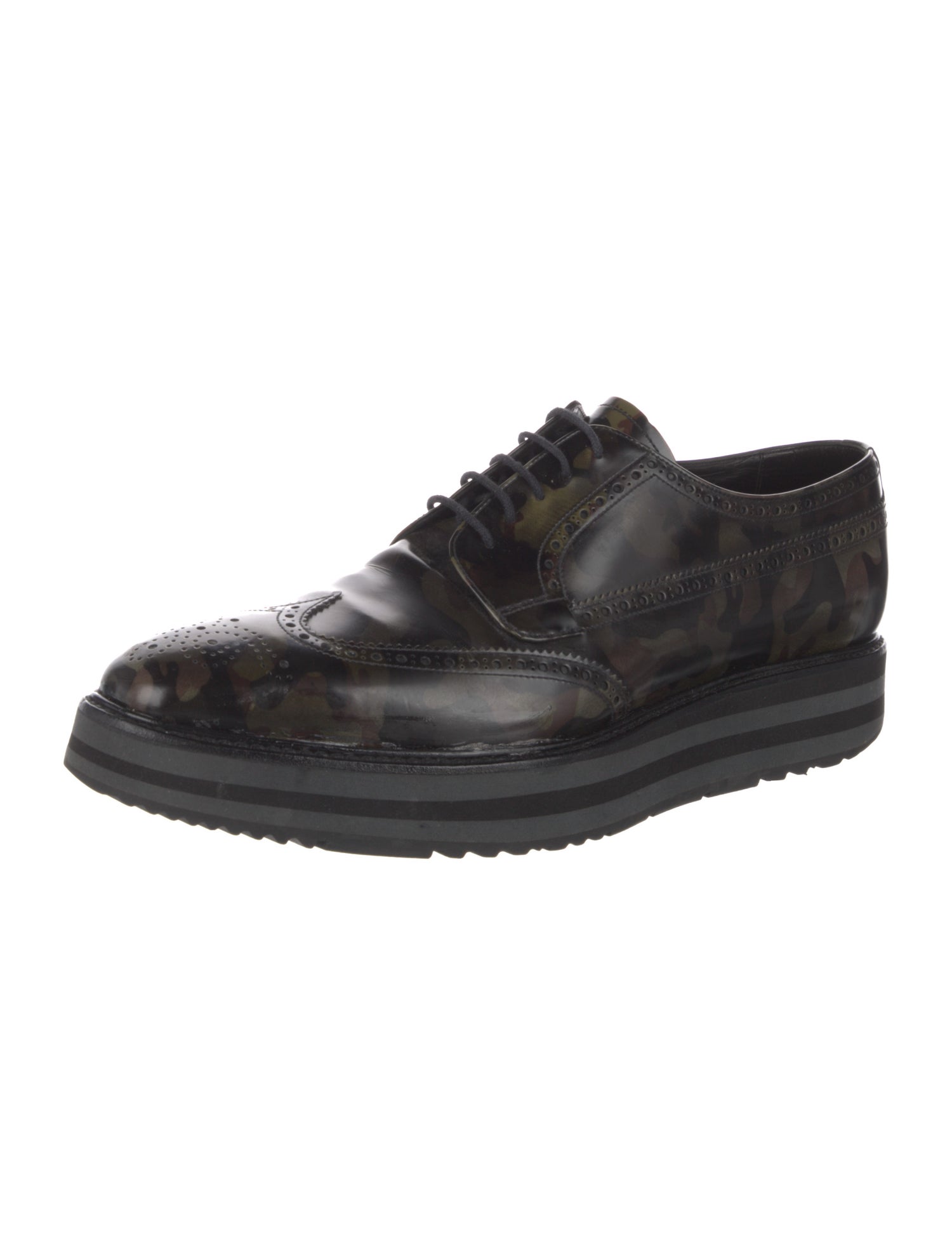 Prada Leather Printed Brogues